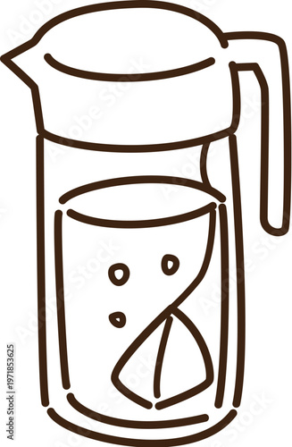 ピッチャーに入ったお茶　線画