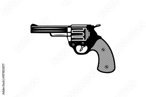 Vintage revolver illustration a detailed black and white depiction