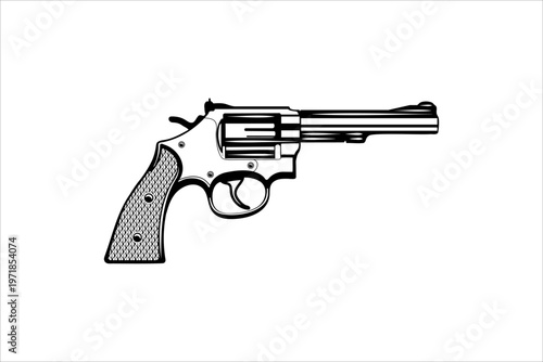 Vintage revolver illustration a detailed black and white depiction