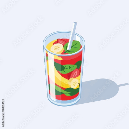 Colorful illustration of a fruit infused drink.