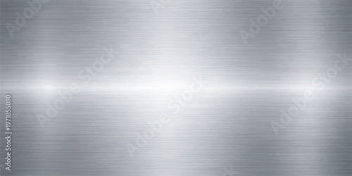 Polished silver brushed metal texture background featuring a shiny stainless steel surface with a gray metallic aluminum plate pattern for industrial wallpaper and chrome material reflection