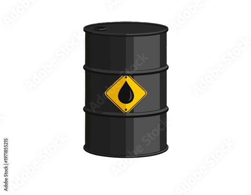 Minimalist flat vector illustration of oil barrel drum