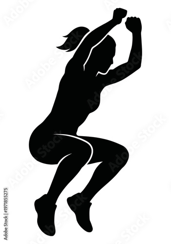 HIIT Training Exercise Silhouette Vector Isolated on White Background_26