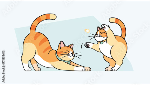 Two cats playing with each other.