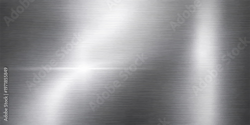 Polished silver stainless steel plate with a smooth brushed metal texture and shiny metallic grey surface pattern featuring industrial chrome reflections on a light aluminum material wallpaper