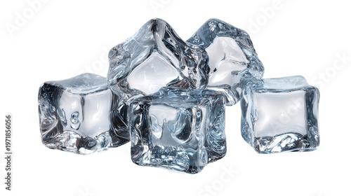 Wallpaper Mural Realistic ice cubes with clear reflections background isolated on a Transparent background, PNG file. Torontodigital.ca