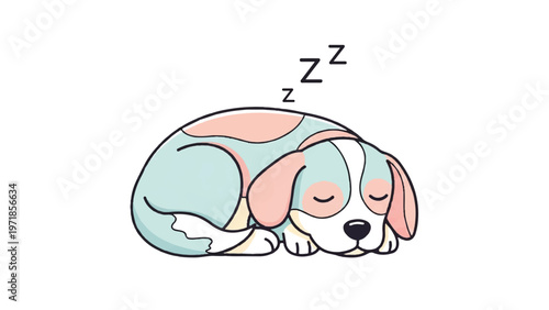 Cute Sleeping Dog Cartoon Character 1.