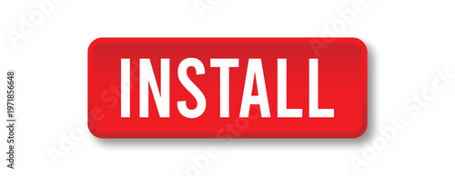 Red Install Button with Rounded Shape and Shadow for App Download Call to Action in Modern UI Design