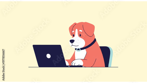 Dog sitting at a laptop computer 1.