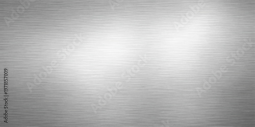 Brushed steel and silver aluminum texture featuring a shiny metallic grey industrial plate surface with a stainless chrome pattern and reflective alloy backdrop sheet