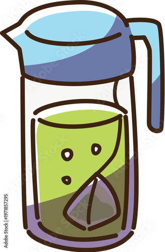 ピッチャーに入ったお茶　カラー