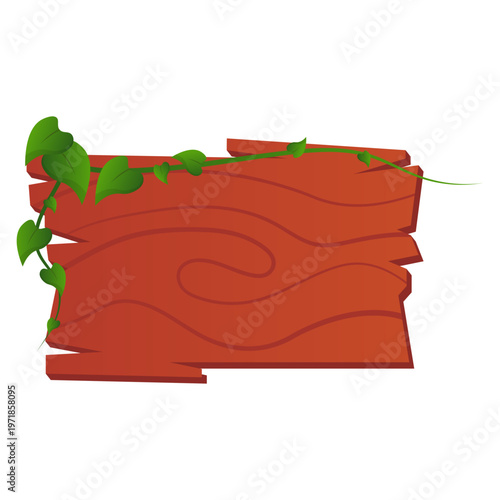 Wooden Sign with Green Leaves