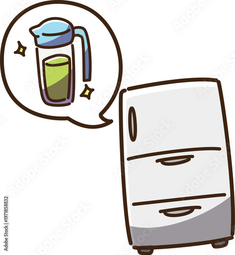 冷蔵庫でお茶を冷やす　カラー