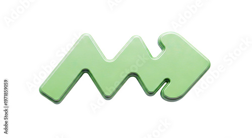 3D Green Arrow with Jagged Mountain-like Shape