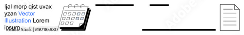 Organization, workflow, agenda planning, task scheduling, process management, productivity. Calendar and document linked by a line. Agenda planning and workflow enhancement concept