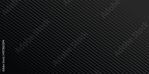 Black oblique straight line background. Masculine dark linear abstract wallpaper. Elegant luxury striped gradient texture. Grey diagonal lines backdrop for flyer, banner, poster, presentation. Vector