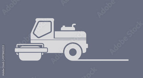 Steamroller icon, road construction vehicle, industrial machinery, simple vector illustration