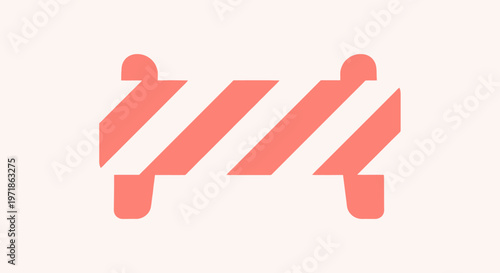 Coral Orange and White Diagonal Stripes Barrier Icon