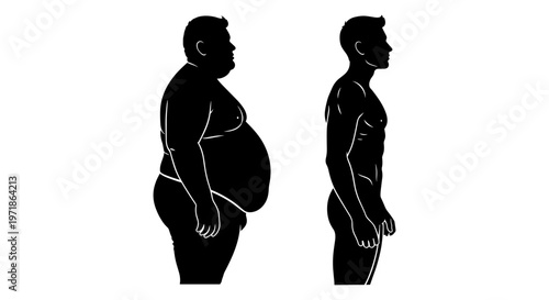 A man loses weight and gets fit Vector, illustration