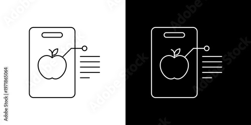 Digital health and nutrition tracking application icon featuring an apple on a smartphone screen, symbolizing smart dietary management and wellness technology