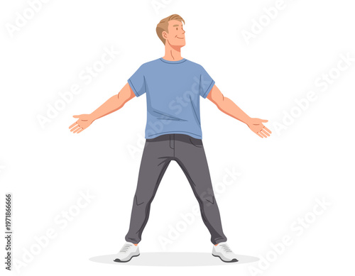 A Man with Open Arms looking proud.