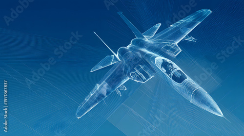 Air Superiority Concept with Layered Flight Control Grids, Strategic Aviation and Airspace Management Visualization with Copy Space