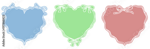 リボン付きエレガントフレーム3色セット｜かわいい装飾枠とクラシカルデザインのメッセージカード・バナー背景素材