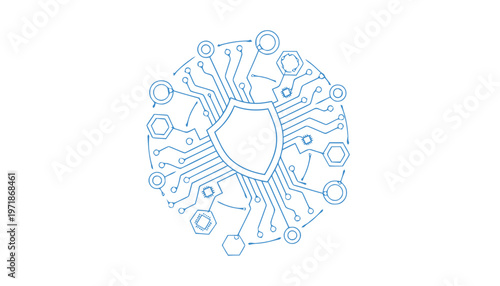 Digital Security Shield - Protecting Data with Circuit Board Design.