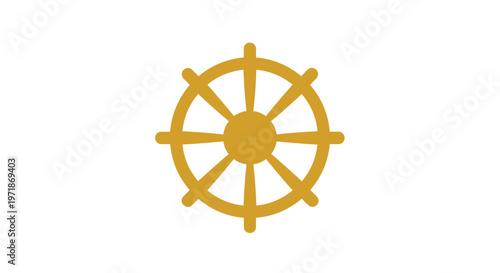 Golden Dharma Wheel Symbol.