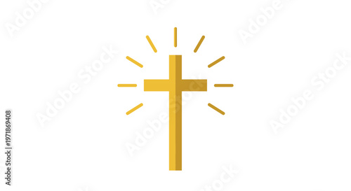 Golden Cross with Sun Rays.