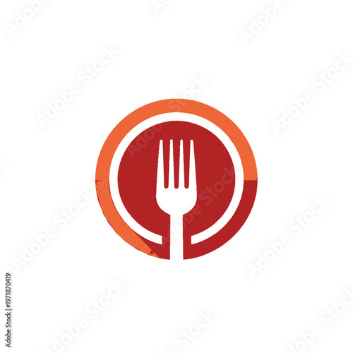 Fork Silhouette Inside a Circular Plate Shape Logo Design.