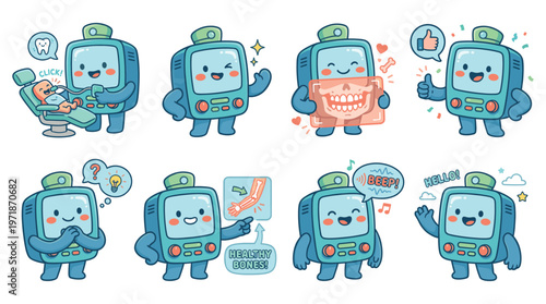Charming Character Set for Dental Care, Healthcare, and Medical Activities Poses