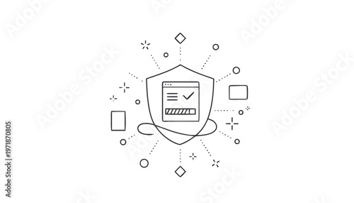 Digital Security Shield Protecting Online Data and Information.