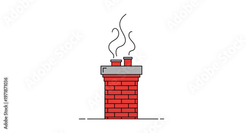 Brick Chimney with Smoke Illustration - Home Heating and Air Quality.