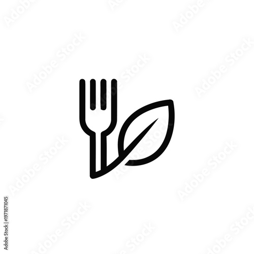 Fork with leaf symbol logo icon.