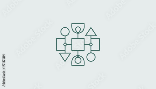 Geometric Shape Network - Interconnected Abstract Design Illustration on Light Background.