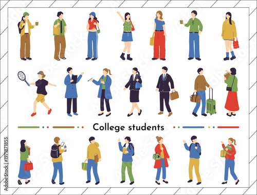 大学生イラストセット