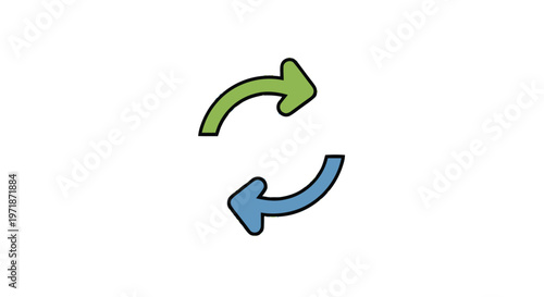 Green and blue arrows pointing.
