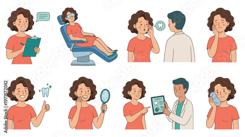 Comprehensive Collection of Dental Care Healthcare Medical Poses and Patient Activities Set