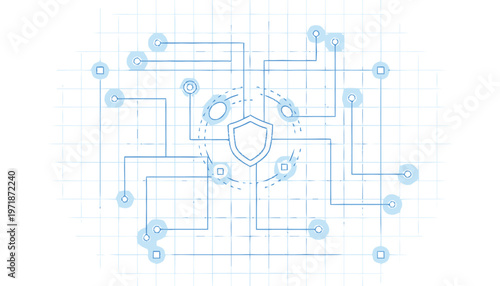 Digital Shield Protecting Network Data Security Concept.