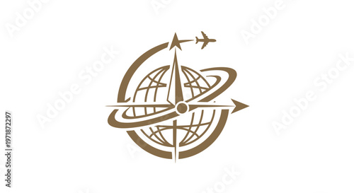 Elegant Compass Globe Logo Depicting Travel and Exploration Concepts.