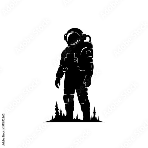 Astronaut Silhouette in Space: An astronaut stands in a silhouette, gazing out at the vastness of space and stars. This artwork evokes a sense of adventure, exploration.