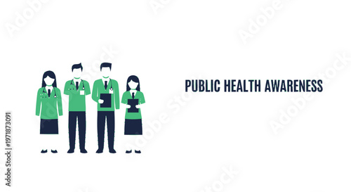 Diverse Team of Healthcare Professionals Standing Together Illustration.