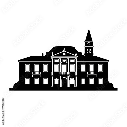 Silhouette of Classical Architecture: A striking silhouette showcases a stately classical building, highlighting the grandeur of its design and the meticulous attention to detail in its construction.