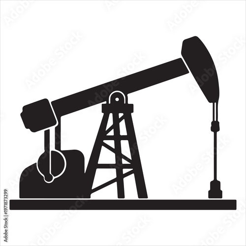 A black and white image of an oil pump jack