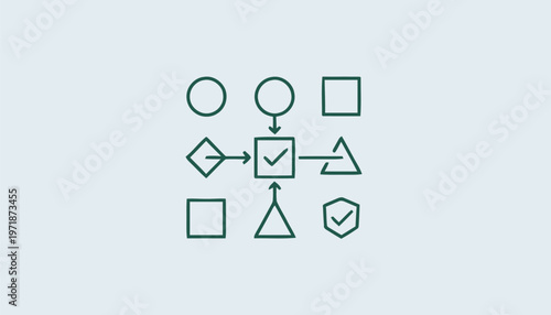 Geometric Shapes Flowchart Illustrating Process and Decision Making.