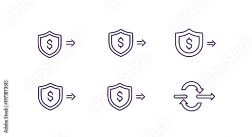 Dollar Shield Icons Representing Financial Protection and Security.