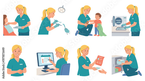 Comprehensive Collection of Dental Healthcare Medical Poses and Activities for Professional Practices