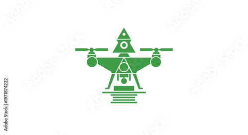 Green Drone Icon Depicting Modern Technology and Aerial Surveillance.