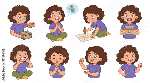 Versatile Character Set Joyful Child Poses Illustrating Playtime, Emotions, and Healthful Activities Collection